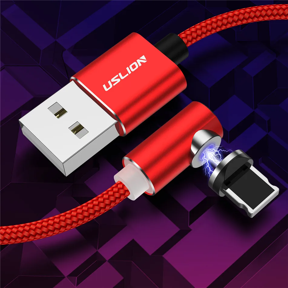 USLION 2 м Быстрый Магнитный кабель type C Micro usb для зарядки iPhone X, XR, 8, 7, samsung, S10, huawei, магнитный кабель для зарядки телефона