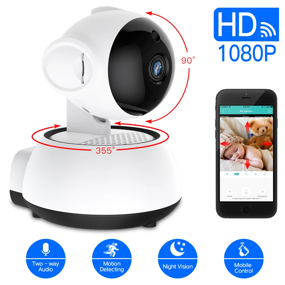 

Беспроводная IP-камера видеонаблюдения, 1080P, 720P, с функцией ночного видения