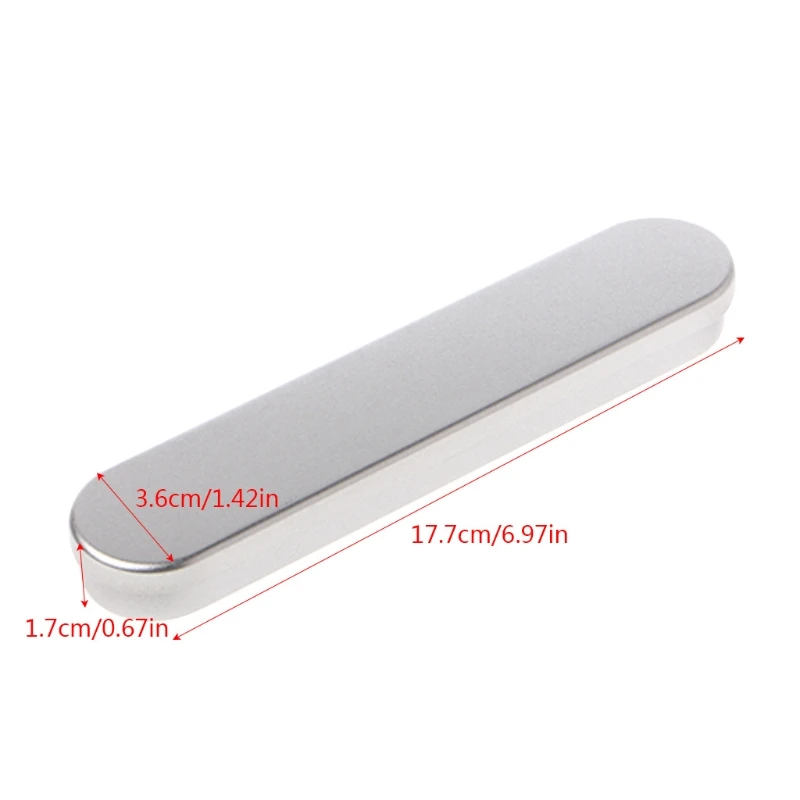 

Silver Tin Pencil Case Pen Storage Box Stationery Organizer School Office Use