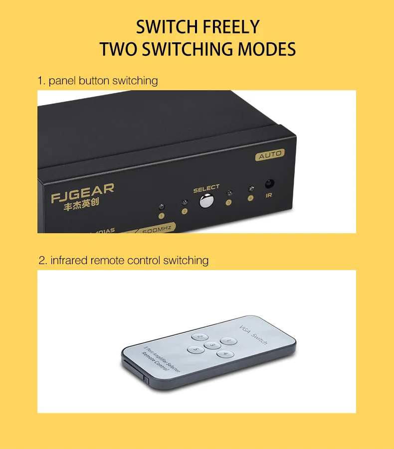 VGA smart коммутатор 4 в 1 с пульта дистанционного управления коммутатор vga компьютера телеприставки преобразовать проектор дисплей FJ-401AS