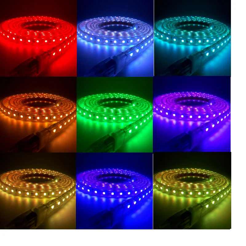 220 В RGB LED диммер световая полоса SMD 5050 водонепроницаемый IP67 ширина ремешка 13 мм ИК