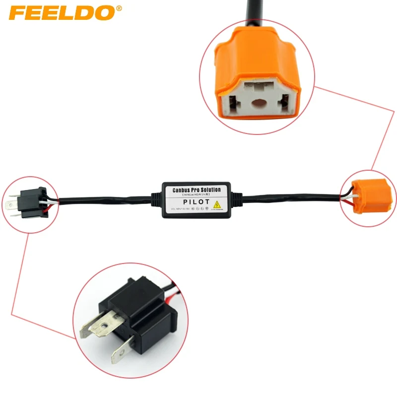 FEELDO 1 шт. H4 Hi/Lo цифровые светодиодные индикаторы ошибок кода фар Canbus Pro для BMW Audi VW