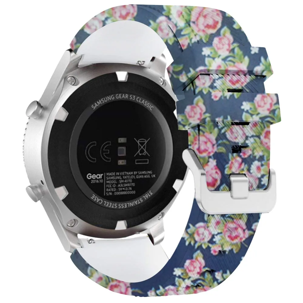 Ремешок силиконовый для Gear S3 Galaxy Watch 46 мм сменный спортивный браслет с цветочным