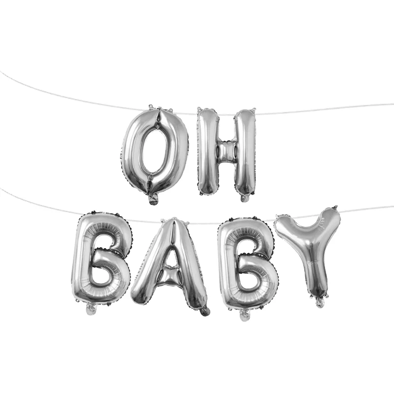 16 дюймов серебро с надписью Oh Baby Фольга воздушные шары деко, хороший подарок на день рождения, письмо шары комплект День рождения украшения дети P1XZ75