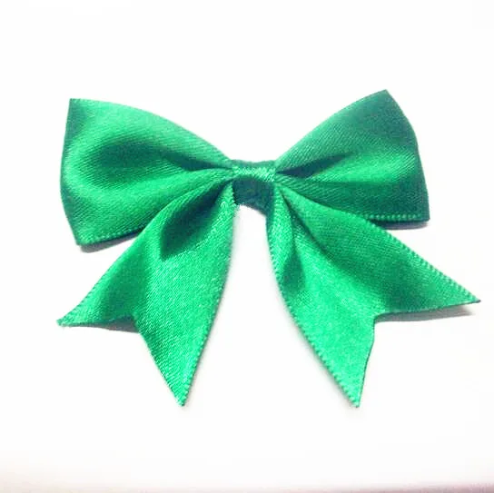 

500pcs Free shipping 3.5inch Emerald Christmas Green Satin Ribbon Bow Christmas Tree Decoration Bow