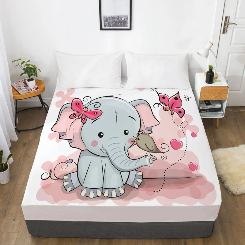 3D HD Cartoon Bed Sheet With Elastic,Fitted Sheet for Kids/Baby/Child/Boy/Girl,Animal zoo Mattress Cover Custom/160x200