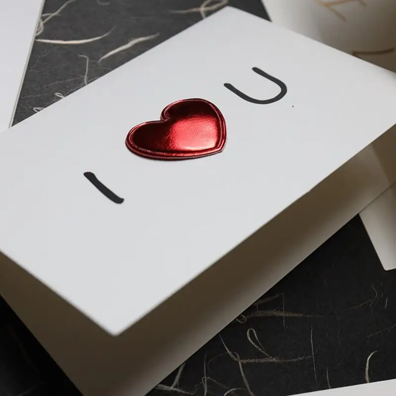 

10pcs/lot Creative DIY Leather Three-dimensional Heart Valentine's Day Card I Love You Heartbeat Card Birthday Gift Card