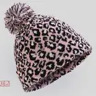 1 шт. модные шапки, розовыекофейные леопардовые мужскиеженские вязаные шапки в стиле хип-хоп, зимние плотные теплые шапки, женская шапка