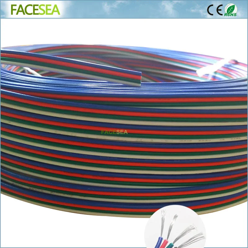 20 м/50 м 4Pin удлинитель 22 awg провод RGB + белый Соединительный кабель 4 цвета для DC12V 3528