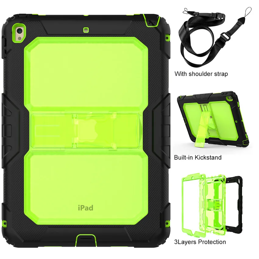 Для ipad Air 3 Крышка для ipad Pro 10,5 дети Безопасный противоударный Heavy Duty Силикон+ PC подставка чехол w/запястье+ плечевой ремень