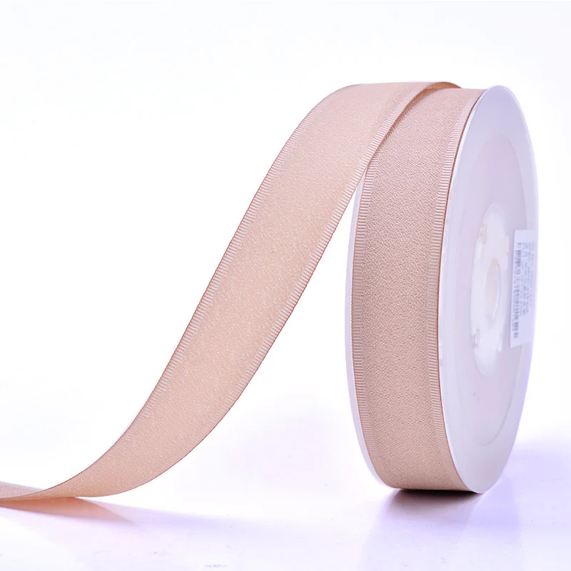YAMA полиэстер Grosgrain край гранулированный активированный уголь из ленты 9 16 19 25 38 мм и 3/8 5/8 3/4 1 1-1/2 дюймов 100 ярдов печатных ленты и бабочки - Цвет: tan 835