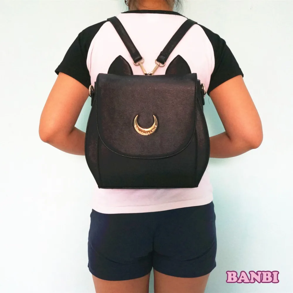 MSMO Симпатичный Большой рюкзак Sailor Moon Samantha Vega Luna черный белый кот луна женская
