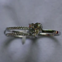 Heart Shape 2CT Solid 14K White Gold Quality Reliable Love Diamond Band Rings Set for Women Wedding Romantic Jewelry