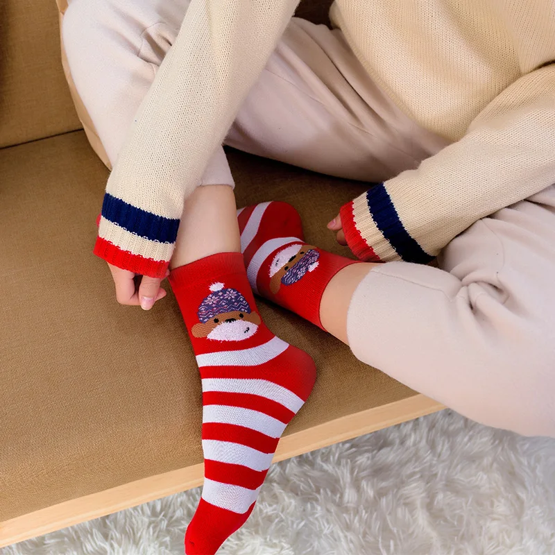 5 pair striped cartoon lady red socks japanese Cute kawaii Socks Hipster Winter Christmas New Year Gift | Женская одежда