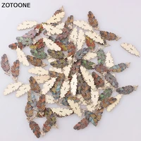 zotoone 100pcs random pretty feather handmade wooden button sewing buttons two holes cabochon scrapbooking diy accessoires e