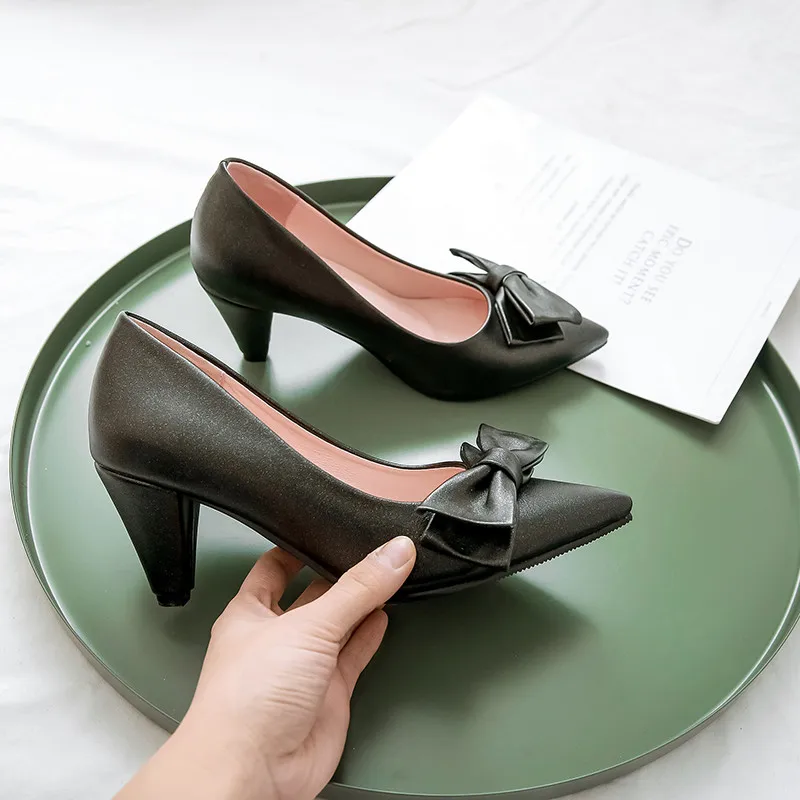 

ASUMER 2020 new shoes woman shallow butterfly knot pumps women shoes pointed toe high heels shoes women dress wedding shoes