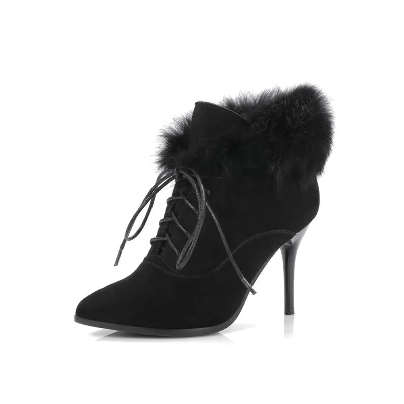 2017 autumn winter ankle boots Short ultra 11.5cm thin high heels sexy lady point toe fashion solid party shoes size 34-42 | Обувь