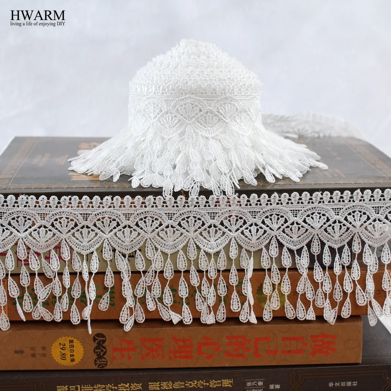 

High quality 10 yards Lace Ribbon Tape Width 88MM Trim Fabric DIY Embroidered Net Cord For Sewing Decoration african lace fabric