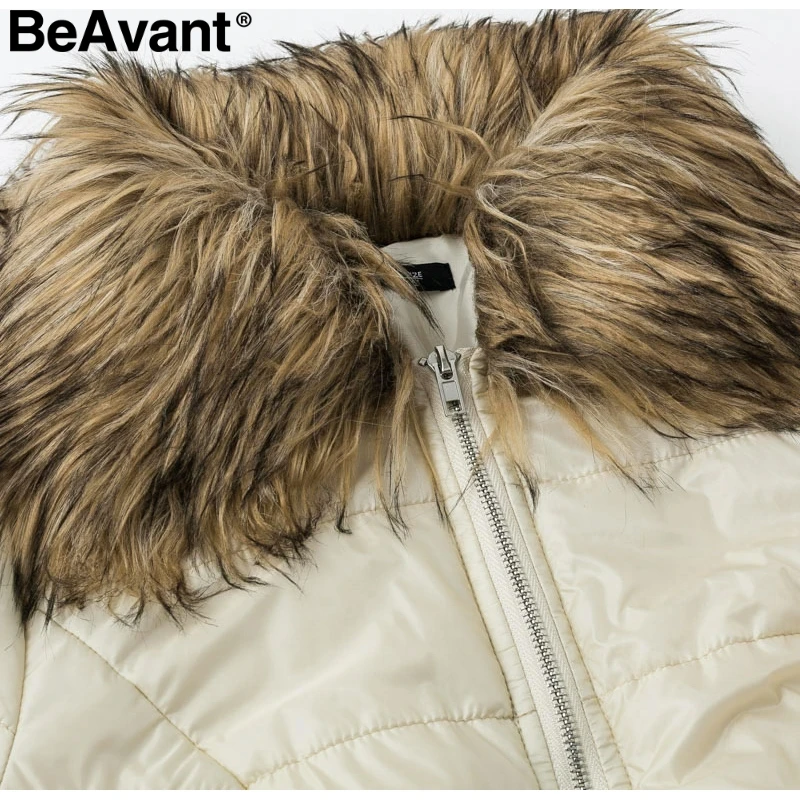 BeAvant, парка с меховым воротником, Женское пальто, элегантное, большое, с подкладкой, длинное, зимнее пальто, с баской, с карманами, пальто, повседневная верхняя одежда