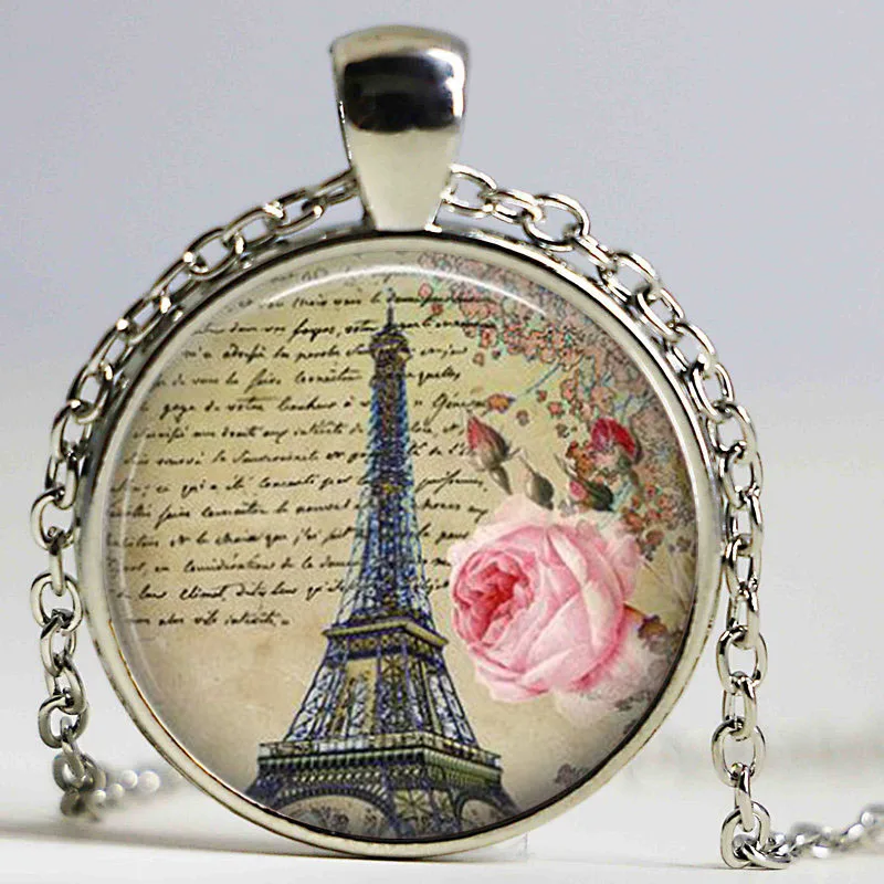 Любовь Париж Эйфелева башня с логотипом ожерелья подвесками в винтажном стиле