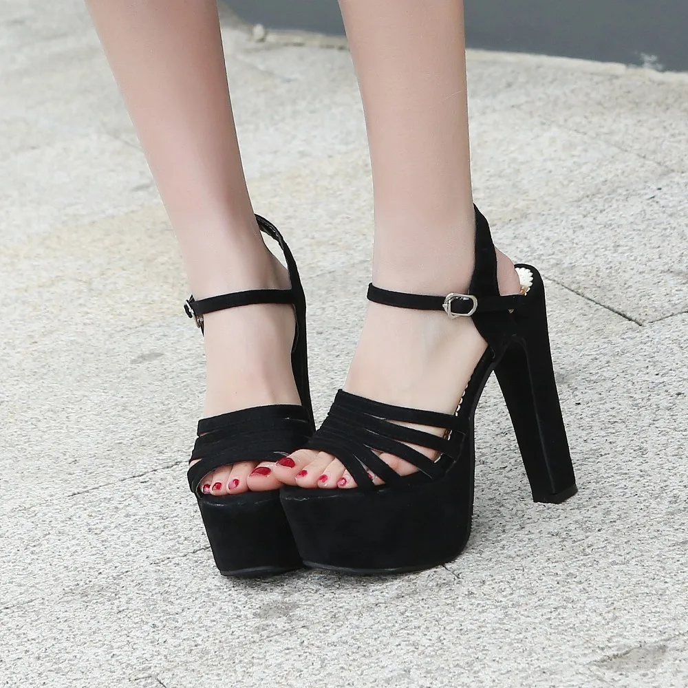 Женские кожаные сандалии на платформе очень высоком каблуке (14 5 см) вечерние