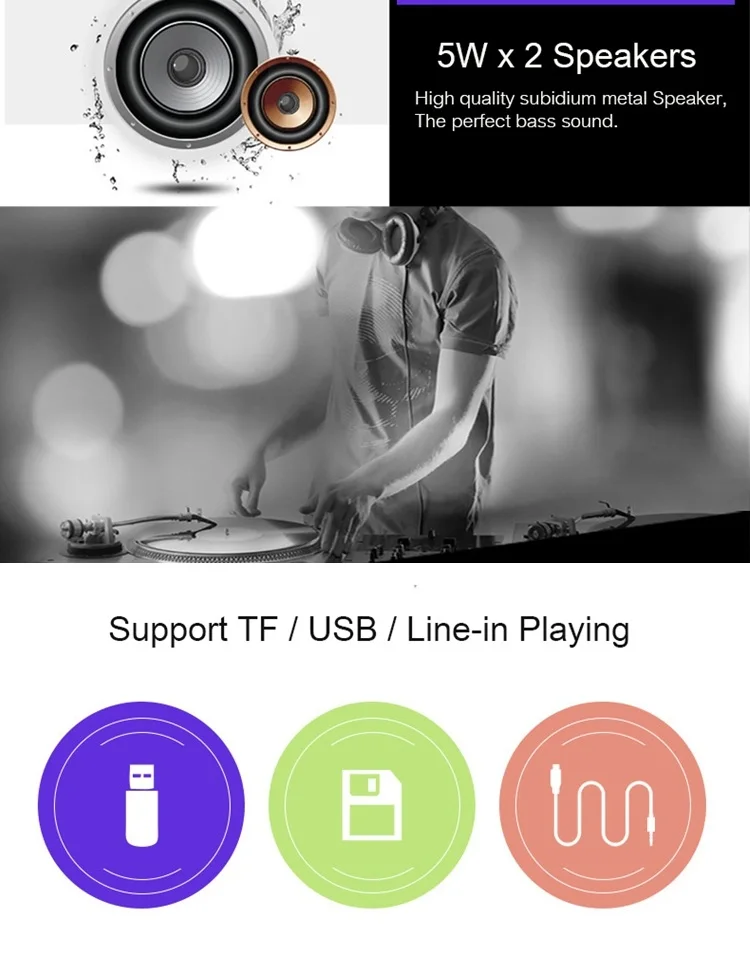 LEADSTAR HiFi двойной будильник беспроводной bluetooth динамик светодиодный FM радио большой экран пульт 1800 мАч TF карта сабвуфер