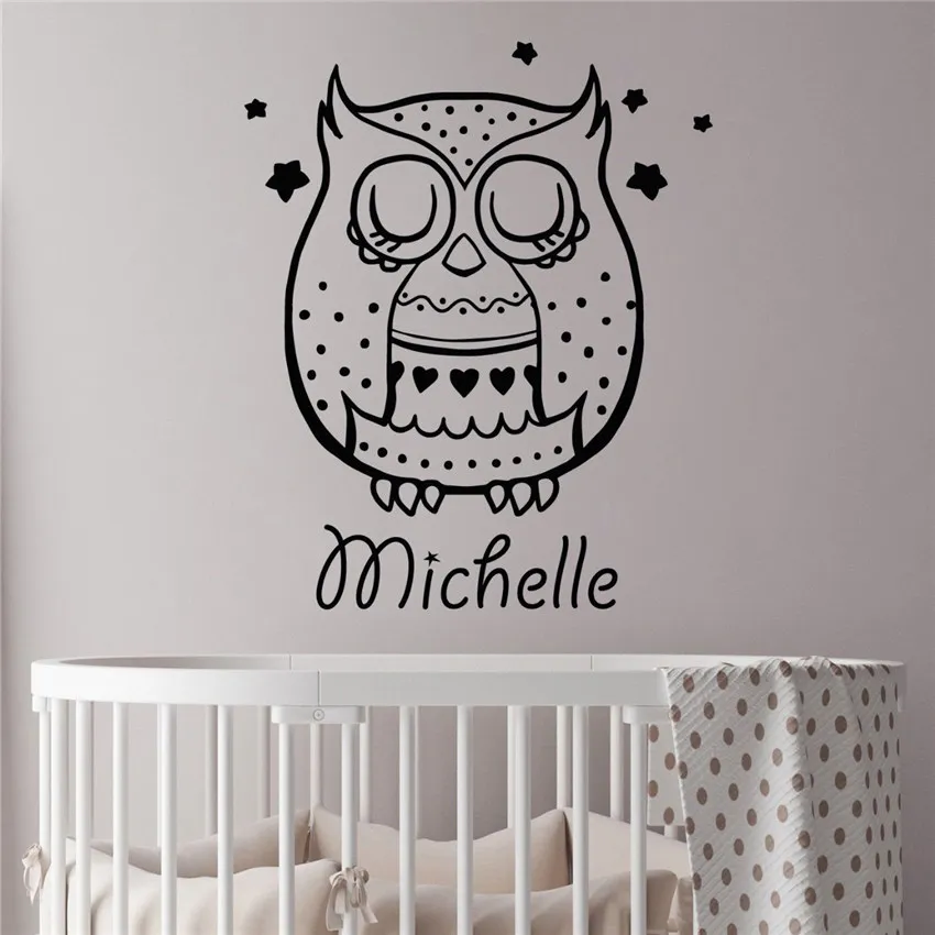 

Girl Nursery Decor Personalized Name Wall Decals Owl Vinyl Sticker Kids Art for kids rooms Boys Bedroom Quote Decals D720