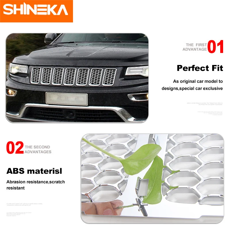 SHINEKA гоночные грили для Jeep Grand Cherokee-+ вставка сетчатая вентиляционная рамка кольцо выход внешний стиль для Grand Cherokee