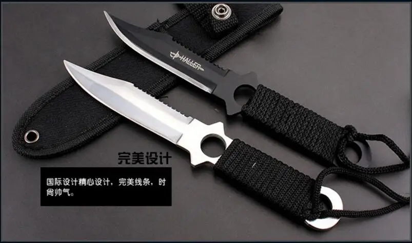 Новый Ножи Нержавеющая сталь Дайвинг прямой Открытый выживания Отдых на природе