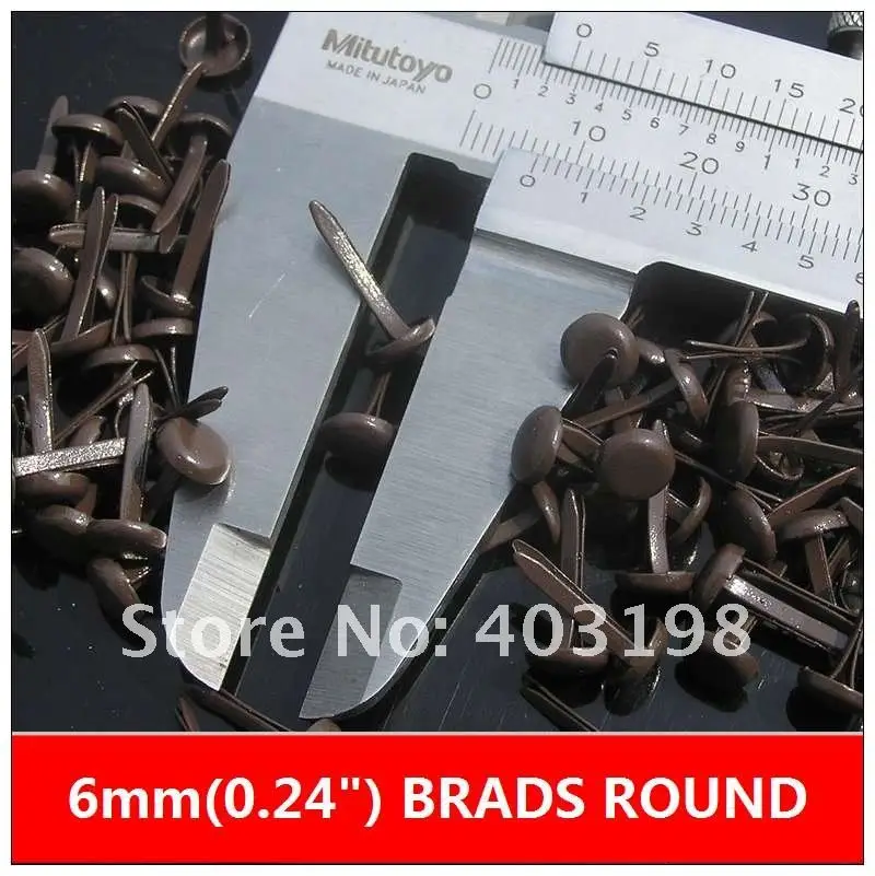 

Wholesale Brown color scrapbooking Brads, Small round nails metal brad, Free Shipping,6mm,200pcs/lot
