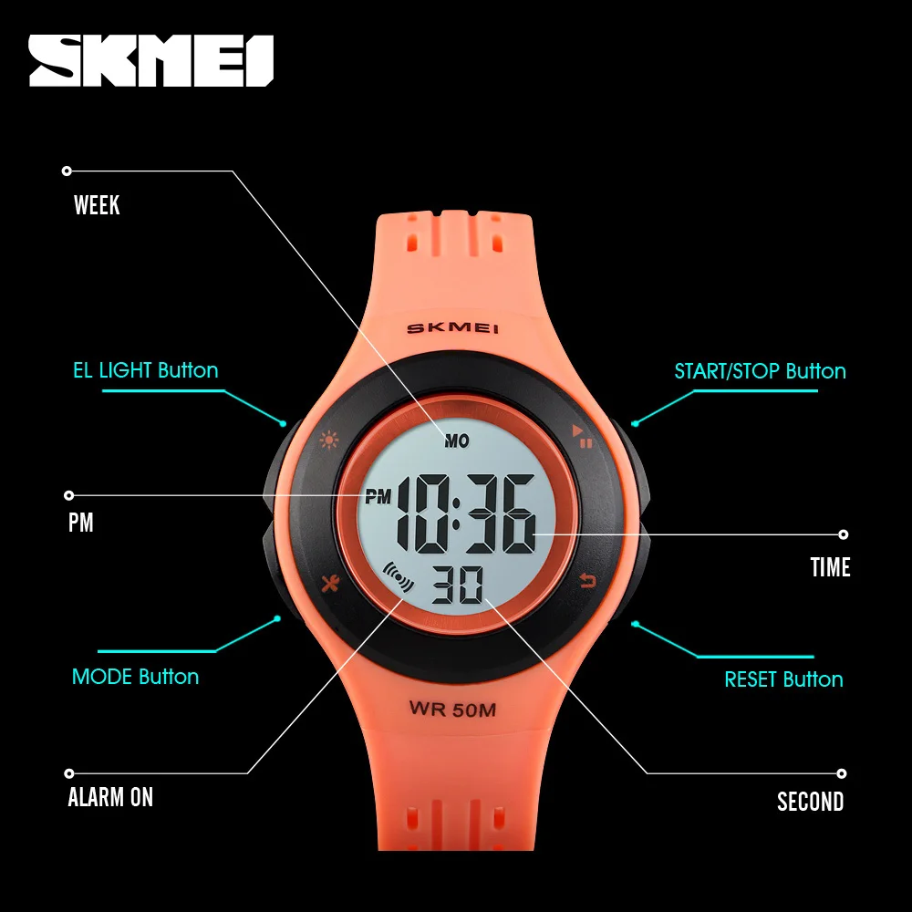 SKMEI Kids Watch LED Sport Style Children Watches Boy Girl Fashion Digital Watch 5Bar Waterproof Watch montre enfant 1455