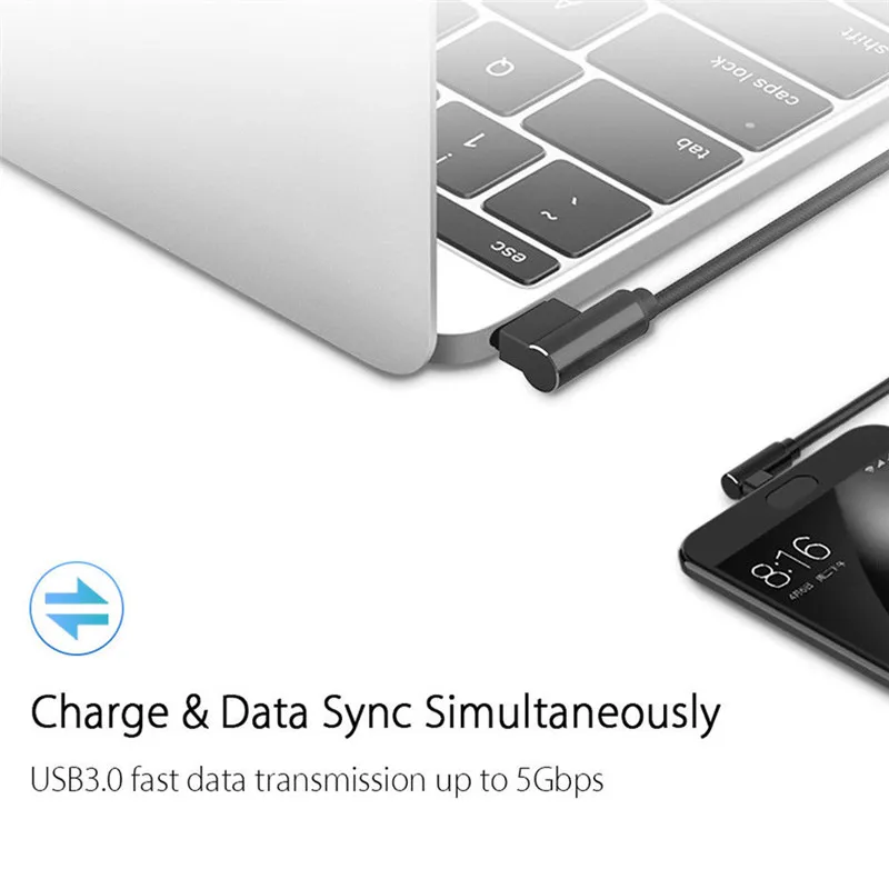Micro USB кабель для быстрой зарядки и передачи данных Snyc 90 градусов льняная плетеная линия передачи данных для Android samsung huawei Xiaomi