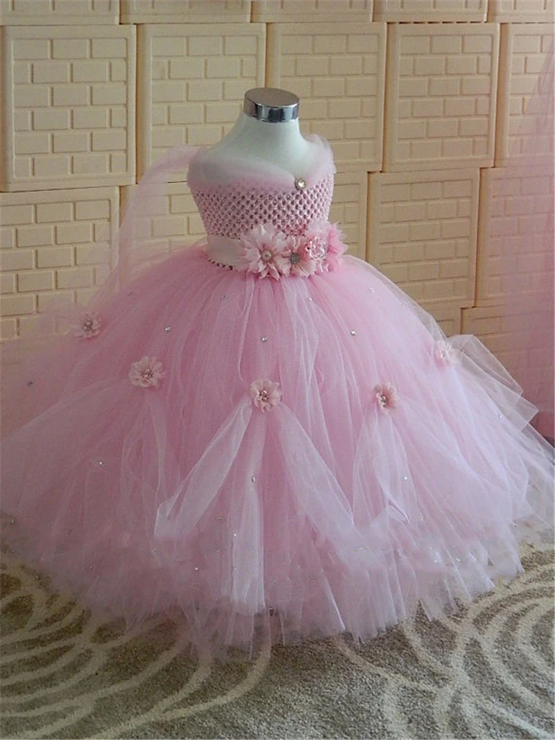 POSH DREAM Beautiful Hot Pink Princess Tutu Dress Kids Girls Ball Gown with Rhinestone Perfect for Weddings Flower Girl Dresses | Детская