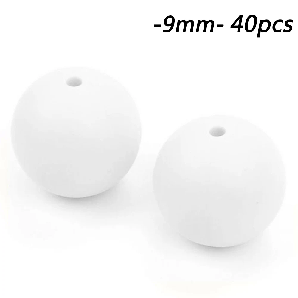 snow 9 мм круглые силиконовые бусы BPA 40 шт. соска зажим цепи аксессуары уход за ребенком прорезывание зубов игрушки для малышей ожерелье DIY - Цвет: snow