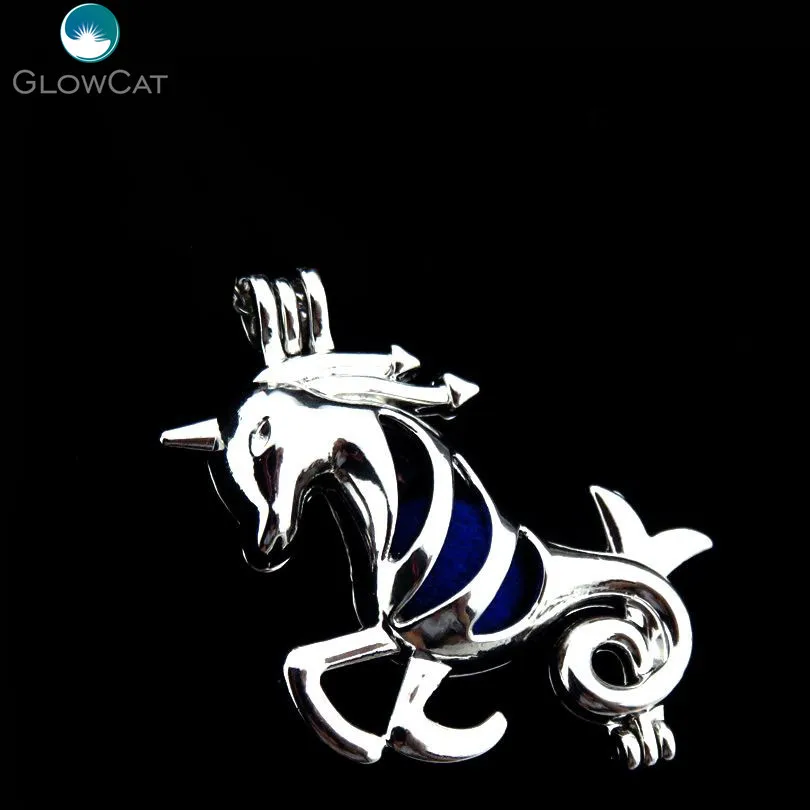 K178 5X/lot Silver Alloy Unicorn Oysters Bead Cage Pendant Fairytale Party Essential Oil Diffuser Locket | Украшения и аксессуары