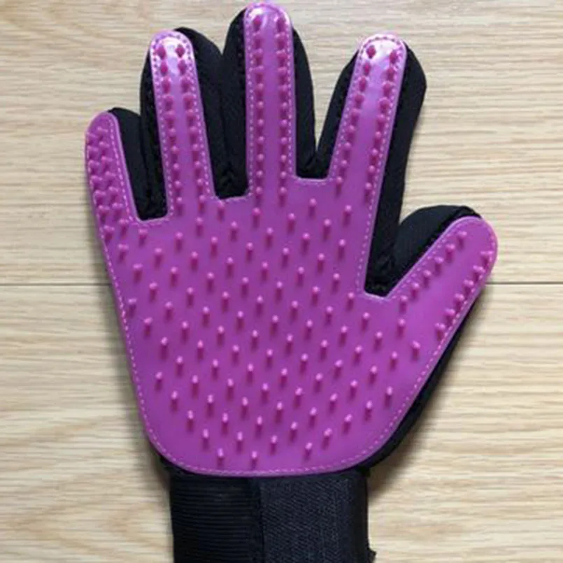 Purple right hand Перчатка для кошек, уход за кошками, собачья шерсть, щетка для удаления волос, гребень, перчатка для домашних животных, для чистки пальцев, массажная перчатка для животных - Цвет: Purple right hand