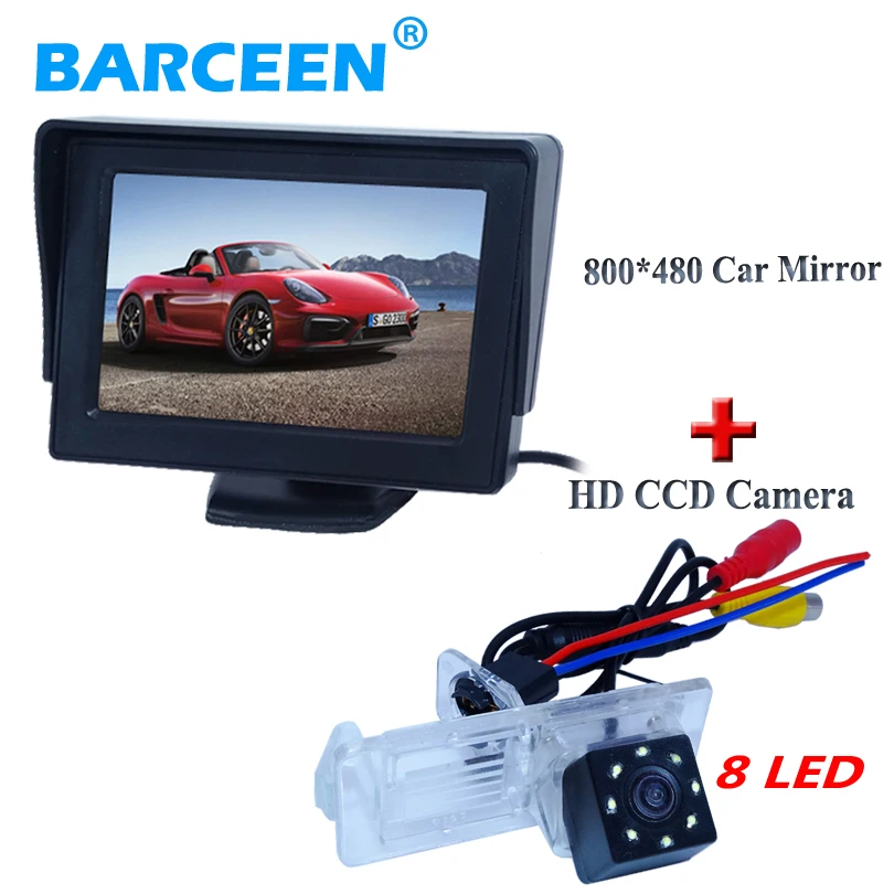 ЖК-экран 4 3 &quot автомобильный монитор + камера парковки с 8 светодиодами для Renault