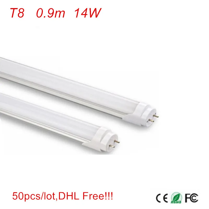 Светодиодная трубка G13 3 фута T8 900 мм 14 Вт AC85-265V SMD2835 50 шт. Бесплатная доставка DHL |