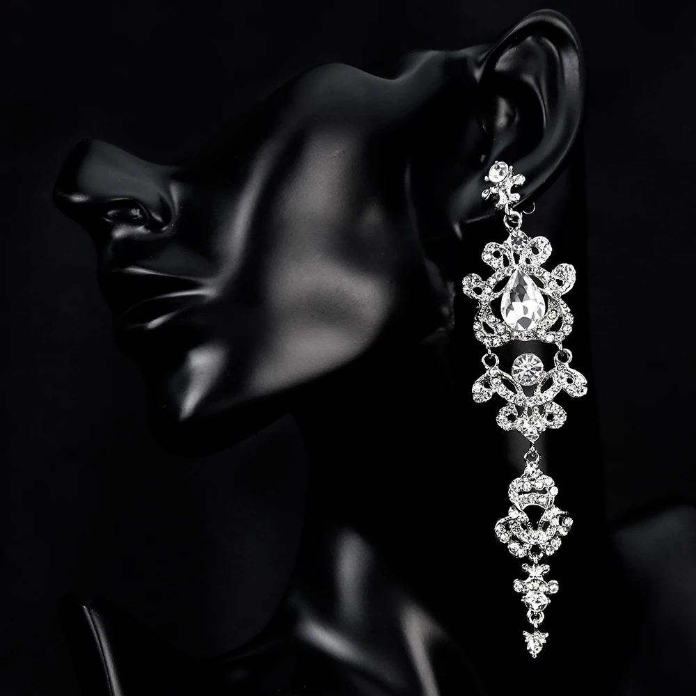 2017 горный хрусталь серьги с камнем бахромой падение длинные Винтаж кулон Длинные