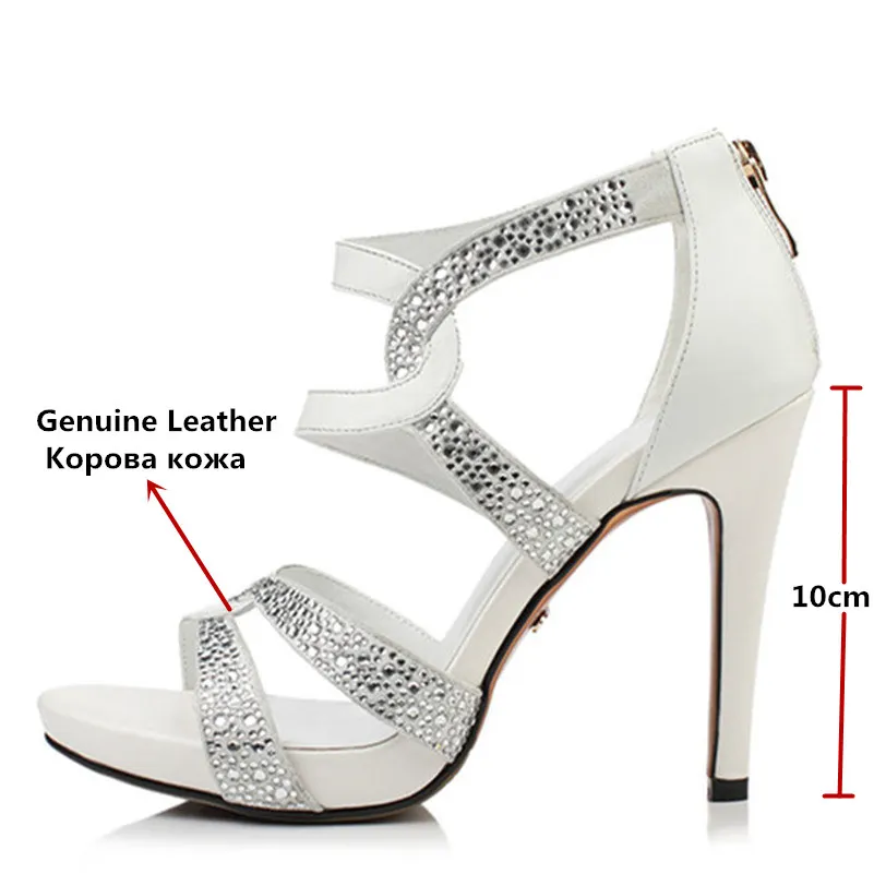 FEDONAS/Женская обувь из натуральной кожи Обувь на тонком высоком каблуке Стразы с