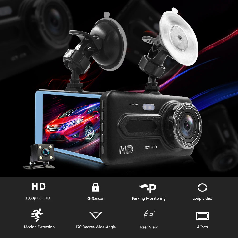 Автомобильные видеорегистраторы 4 0 дюйма Full HD 1080P видеорегистратор с двумя