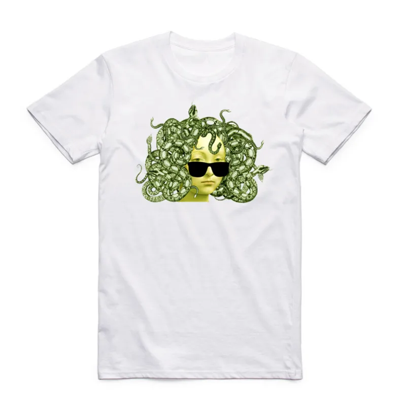Medusa Men Women Print White T-shirts Summer Short Sleeve O Neck Funny T Shirt Fashion Streetwear Clothing Tops Tees | Мужская одежда