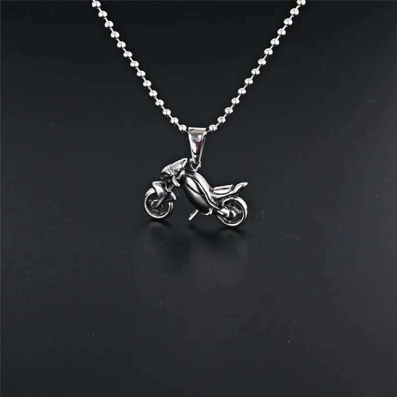 

New Punk Retro Jewelry Silver Color Motorcycle Charms Pendant Necklace Stainless Steel for Man Gift Drop Shipping