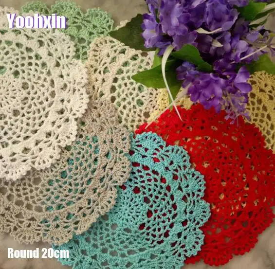 Modern lace cotton table place mat crochet round coffee placemat pad Christmas pan coaster cup mug tea dining doily kitchen