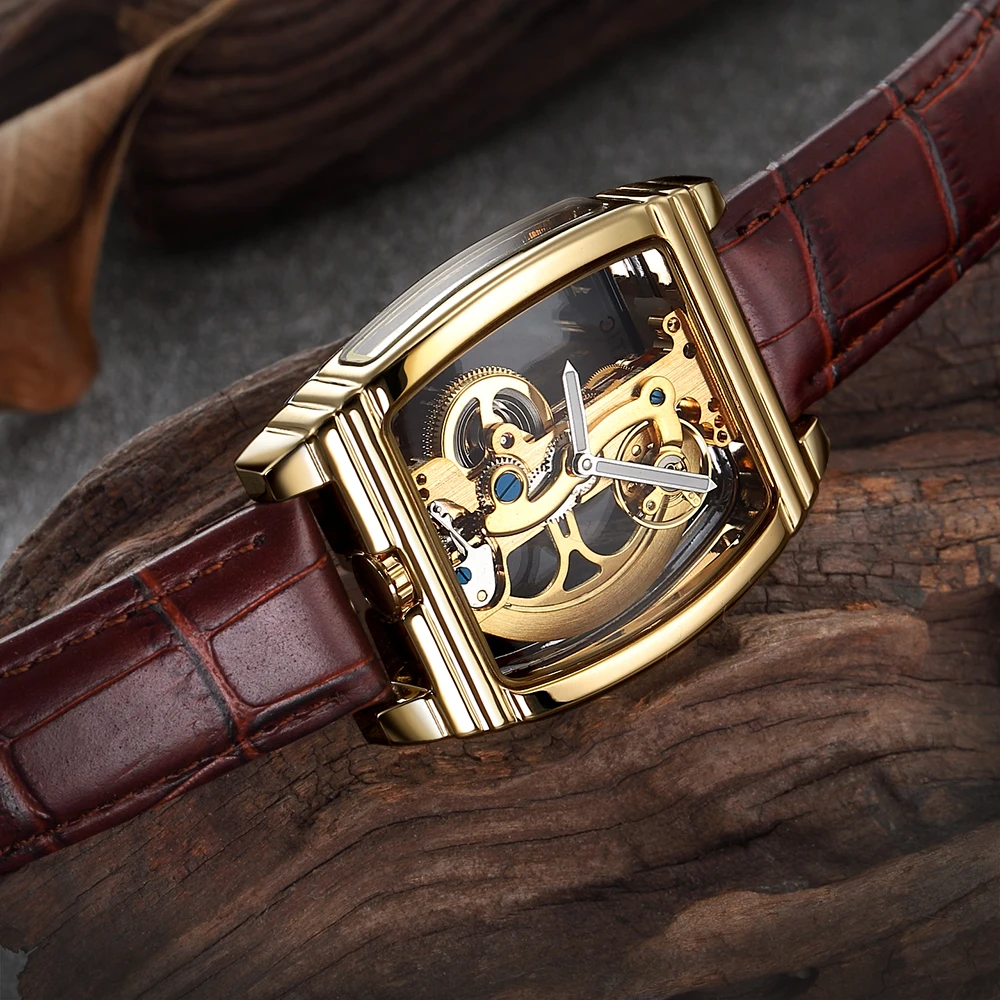 Мужские автоматические часы SHENHUA Relojes Hombre роскошные механические с золотым