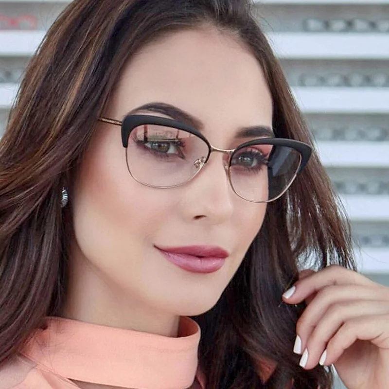 Брендовые дизайнерские женские очки кошачий глаз ретро оптические прозрачные