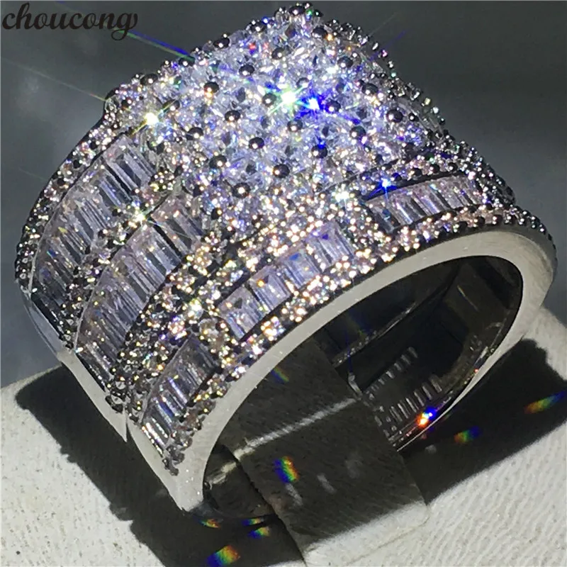 

Choucong роскошное кольцо, набор Принцесса cut 5A, циркон, Cz, Стерлинговое Серебро 925 пробы, обручальное кольцо, кольца для мужчин и женщин, подарок