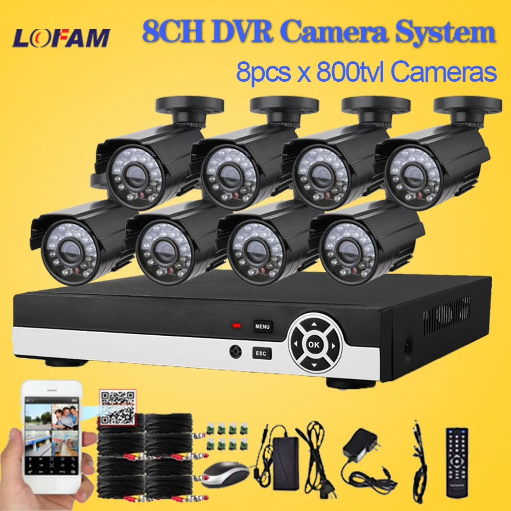 Lofam видеонаблюдение 8CH наружная Водонепроницаемая Камера Безопасности DVR система