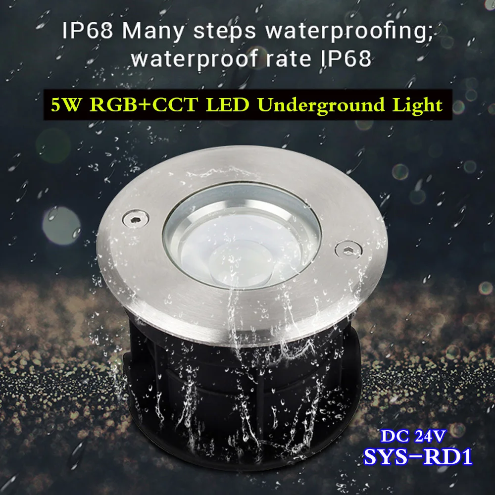 5W RGB+CCT LED Underground Light Waterproof Smart Subordinate Lamp Outdoor Decor IP68 Can Remote Control/APP/WIFI/Voice Control