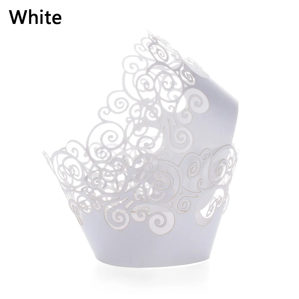 white Style1 12 шт. маленькая лоза кружевная лазерная резка обертка для кексов форма для порционной выпечки полый бумажный торт чашка DIY для выпечки фонданта кекс Прямая поставка - Цвет: white Style1